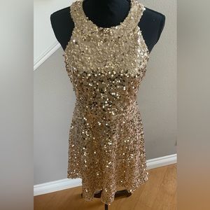 Sequin Gold Halter NYE dress